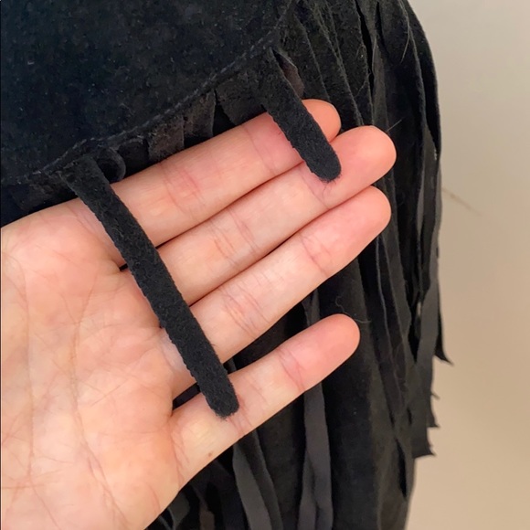 Vintage Genuine Leather Suede Fringe Lace Up Top - Picture 5 of 6